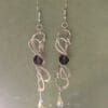 Wire Wrapped Earrings – Silver Infinity Swirl with Crystal Teardrop, Boho Spiritual Jewelry