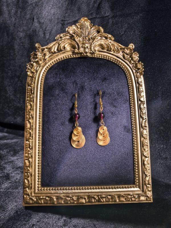 Spiral Wire Earrings with Tourmaline Beads: Handmade 14K Gold-Filled Boho Jewelry