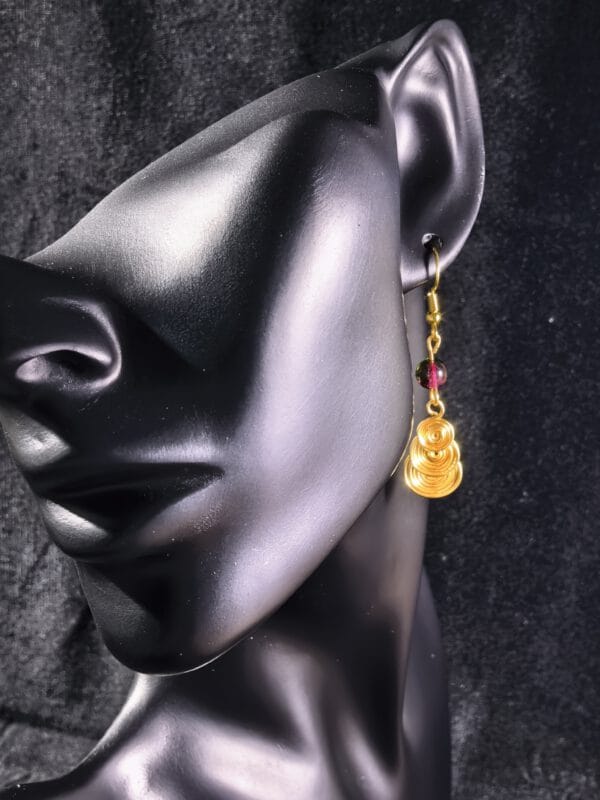 Spiral Wire Earrings with Tourmaline Beads: Handmade 14K Gold-Filled Boho Jewelry