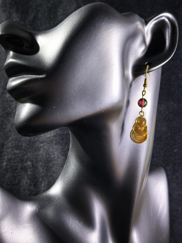 Spiral Wire Earrings with Tourmaline Beads: Handmade 14K Gold-Filled Boho Jewelry