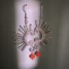 Handmade Wire Wrapped Spiral Earrings: Red Agate Boho Jewelry