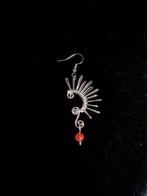 Handmade Wire Wrapped Spiral Earrings: Red Agate Boho Jewelry